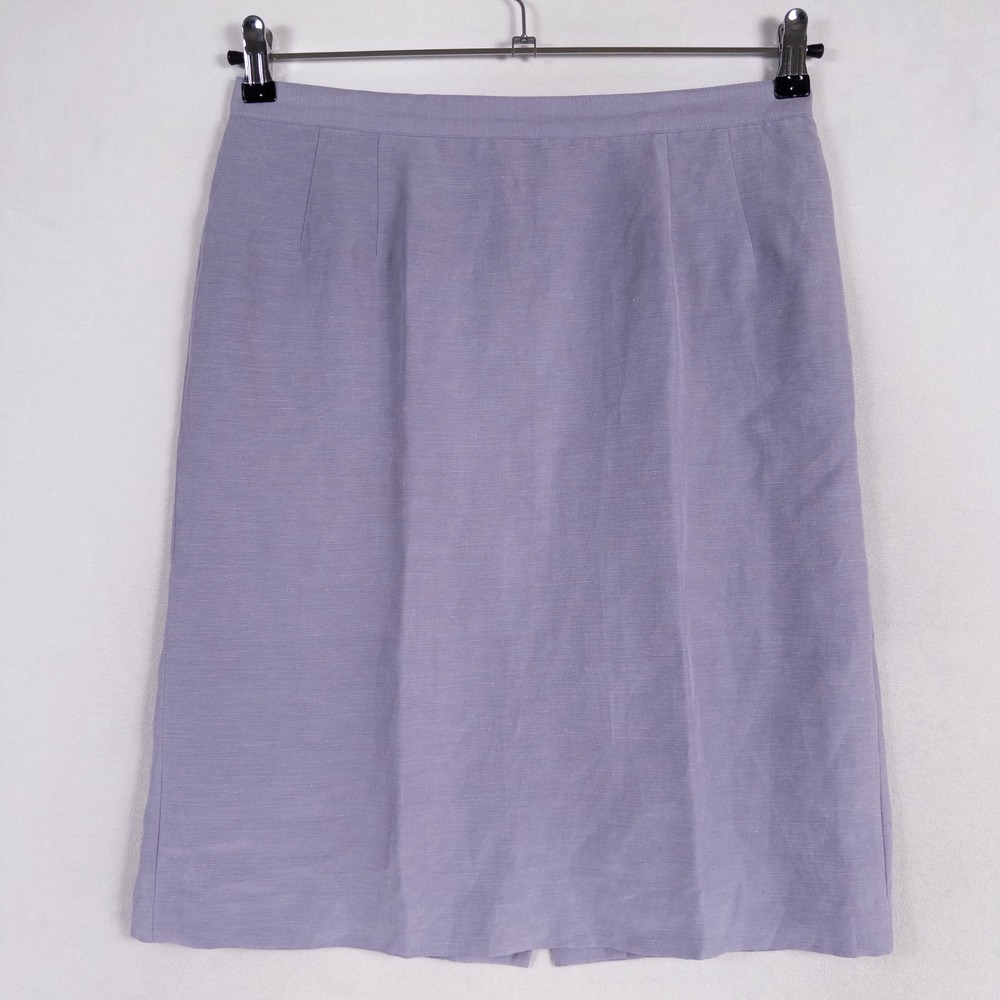 Kasper & Company ASL Skirt 12 PETITE Blue Purple Linen Blend Career Casual